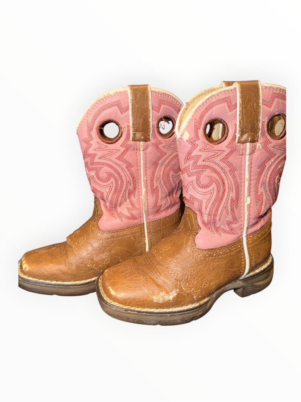 Durango Kids Classic Pull-On Western Boots - Pink and Brown- As is